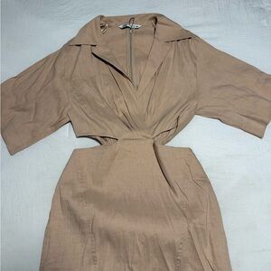 Zara Beige Dress with Zip Detail